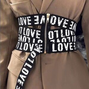 Black and White Love Print Belt new XL